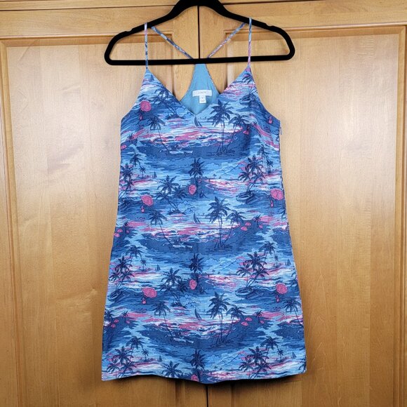 J. Crew Linen Blend Hawaiian Sunset Carrie Shift Mini Sun Dress - Size 4 - Picture 4 of 11